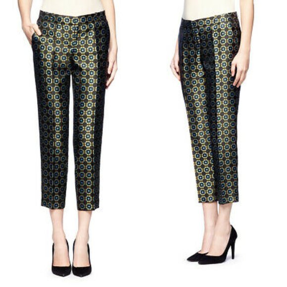 J Crew Collection Multicolored Floral Pattern Crop Pant - Picture 1 of 13